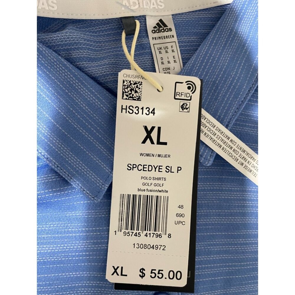 Adidas Polo Shirt Womens XL Sleeveless 4 Way Stretch Breathable Space Dye Blue - Picture 11 of 16